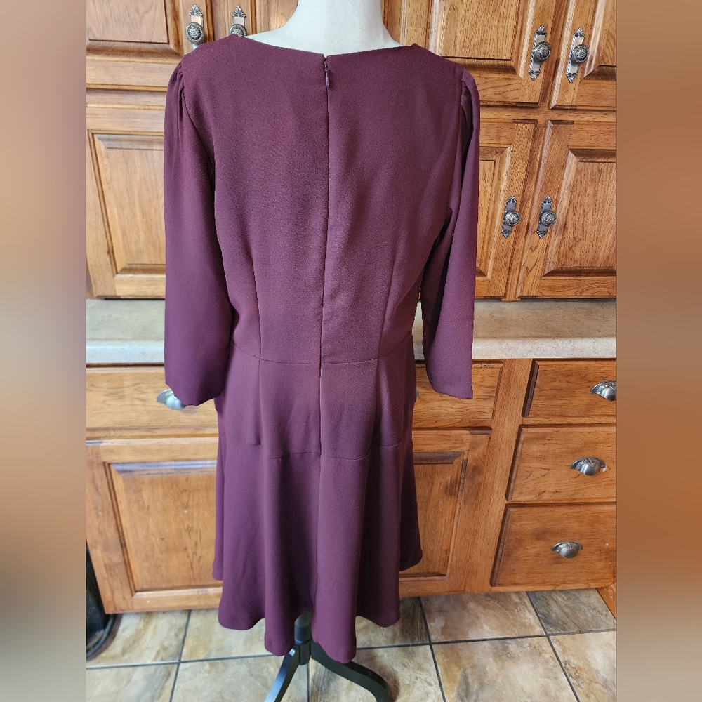 Ann Taylor Deep Plum Long Sleeve Dress Size 10 NWT - Picture 3 of 12